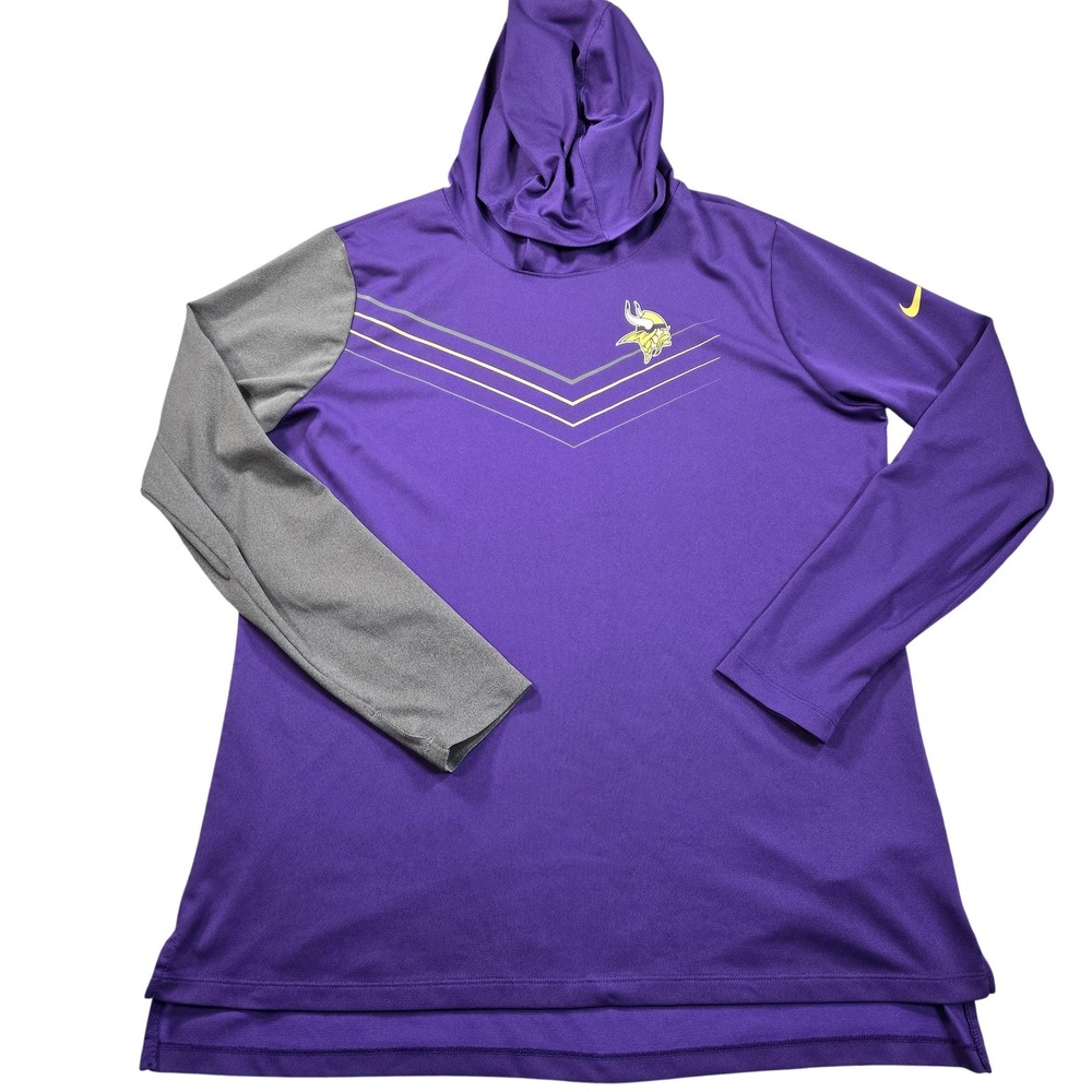 Minnesota Vikings Shirt Hoodie Mens XL Purple Gray‎ NFL Football Nike Dri Fit